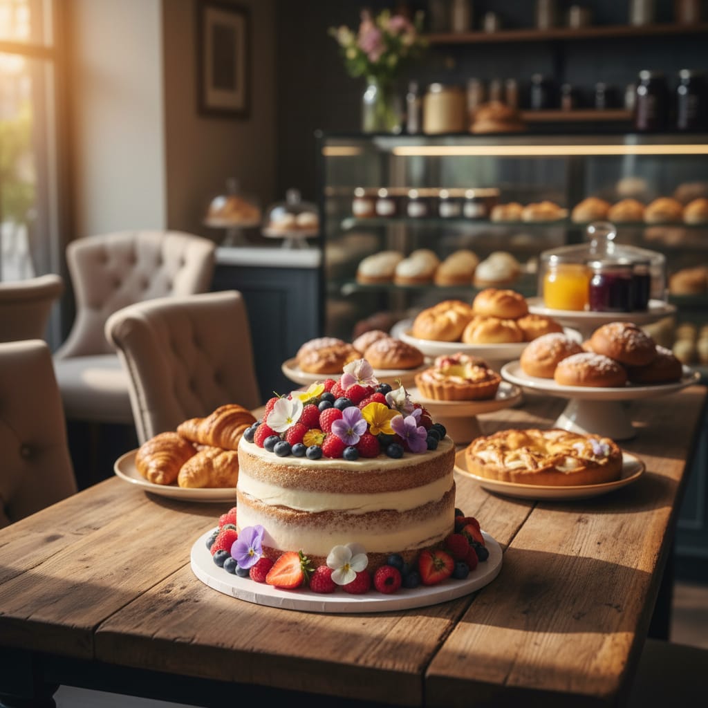 Tort artizanal decorat cu fructe